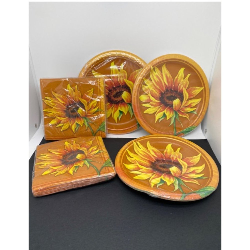 Sunflower Fall Party Dessert Plates Napkins Set #2